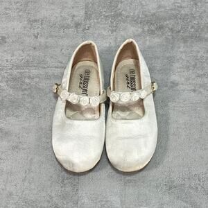 DE BLOSSOM Girls White Satin Helen Mary Jane Flats